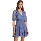 Pepe Jeans - PL953564 Nikki - Jurk - Blauw - Casual - Korte Mouwen - Polyester