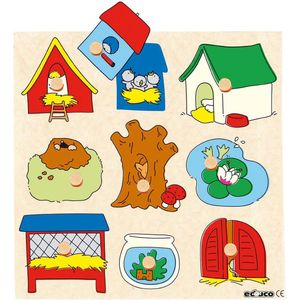 Educo Inlegpuzzel Dieren - Verassingspuzzel - Kinderpuzzel - Houten speelgoed - Houten puzzel - Educatief speelgoed - Kinderspeelgoed - 9 stukjes