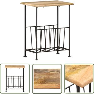 The Living Store Tijdschriftenrek 40x30x50 cm massief mangohout en staal - Tijdschriftenrek - Bladzijde Houder - Magazijnkast - Leeshoek - Industrieel Meubilair