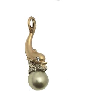 juwelier - sieraad - hanger - goud - diamant - parel - dolfijn  -  14 karaat  -  verlinden juwelier
