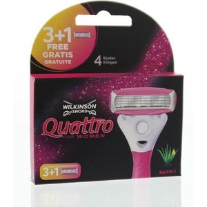 Wilkinson Sword Quattro for Women Scheermesjes voor dames, 3 + 1 stuks