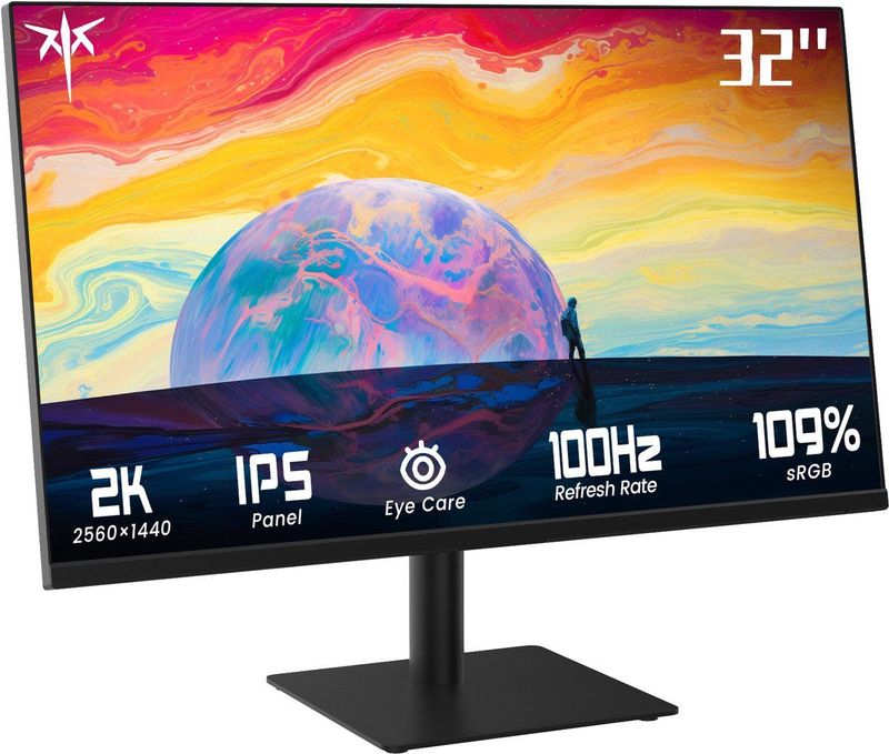 KTC H32T13 Gaming Monitor, 32 inch 2560*1440 16:9 IPS-scherm, 100Hz verversingssnelheid, FreeSync & G-Sync, 1000:1 contrastverhouding, Low Blue Light & Flicker Free, 2*HDMI 2.0, 1*DP1.4, 1*oortelefoonaansluiting, VESA-bevestiging