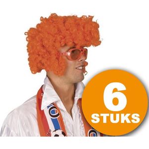 Oranje Pruik | 6 stuks Oranje Feestpruik ""Rock Star"" | Feestartikelen Oranje Hoofddeksel | Feestkleding EK/WK Voetbal