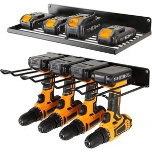 Opbergrek voor Power Tool Organizer - Wandmontage Boorhouder voor 4 Elektrische Boorgereedschappen - Gaas Anti-Drop Ontwerp - Ruimtegebruik Verbeteren - Opbergrek voor Nutsopslag voor Garage Werkplaats