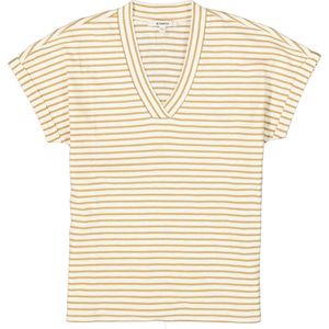 Garcia T-shirt Gestreept T Shirt R40207 3817 Safari Gold Dames Maat - XS