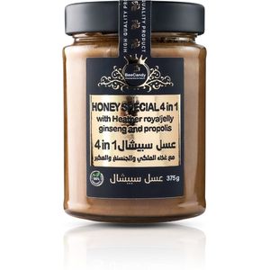 Honing Speciaal 4 in 1 375g – met koninginnengelei, ginseng, propolis en royalheide