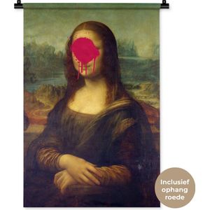 Wandkleed - Wanddoek - Mona Lisa - Leonardo da Vinci - Roze - 60x90 cm - Wandtapijt