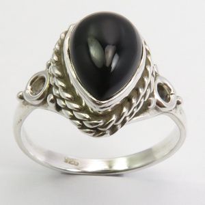Natuursieraad -  925 sterling zilver onyx ring maat 18.25 MM - luxe edelsteen sieraad - handgemaakt
