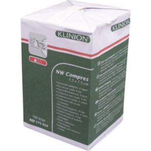 Klinion - Non Woven Gaaskompres - 4-laags - 7,5 x 7,5 cm - 100 Stuks