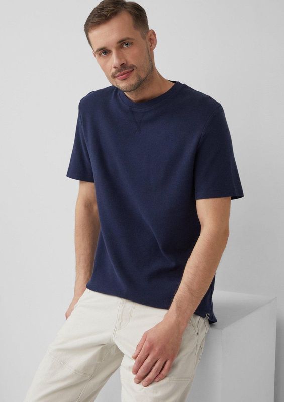 s.Oliver - T-Shirt - Gestructureerd - Ronde Hals