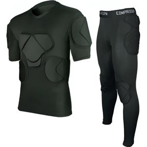 E-shop4u® - Keeper Jersey En Broek - Gepadde Bescherming - Ademend & Licht - Logo Aangepast - Mannen - Maat M - Zwart Korte Mouw - Bodyprotector