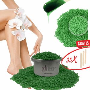 Guardian Beauty Wax Bonen - Ontharing - Hypoallergeen - 1000g - Aloe Vera - Met 35 stuks Spatels - Harde Wasbonen - Ontharingswax
