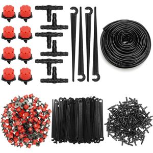 Belle Vous 300-Piece Garden Drip Irrigation Kit - Micro Automatic Watering System with 4/6mm Blank Distribution Tubing & Connectors - DIY Adjustable Sprinklers & Hose for Lawn, Patio or Greenhouse