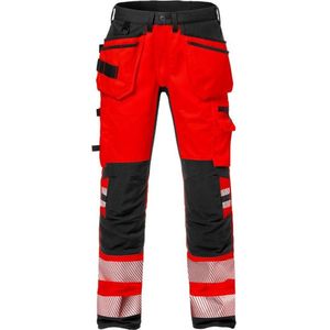 Fristads Hi Vis Werkbroek Stretch Klasse 2 2707 Plu - Hi-Vis rood/zwart - D116