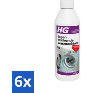 6 x HG - Tegen Stinkende Was - Verwijdert Aanslag Door Vuil & Zeep - 550 g - Wasmachine Reiniger - Wasmachine Schoonmaken - Wasmachine Geur - Wasmachine Stinkt - Wasmachine Onderhoud