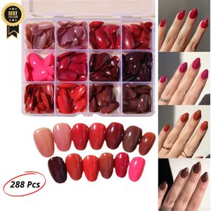 GUAPÀ® Plaknagels Rood Tinten | 288 stuks valse nagels | Press On Nails | Zelfklevende Plaknagels | Nepnagels | Kunstnagels | Compleet plaknagels starterspakket | Nagels Wraps | Nail Art | Winter Nagels | 288 stuks plaknagels Rood Tinten