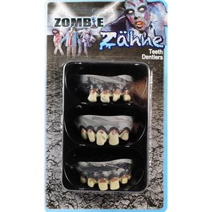 Halloween 3x stuks zombie nap/namaak tandjes/tanden/gebitjes voor verkleedkleding met carnaval
