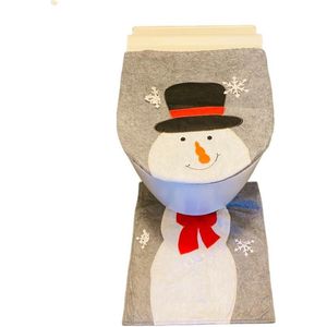 HEM Sneeuwpop wc bril hoes met wc mat - toiletbril cover (45x39 cm) + toiletmat | Kerstdecoratie | Kerstaccessoire | Kerstmis | Kerstversiering | Kerst