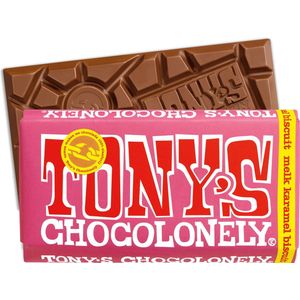 Tony's Chocolonely Melk Karamel Biscuit​​ Chocolade Reep - 180 gram Chocola