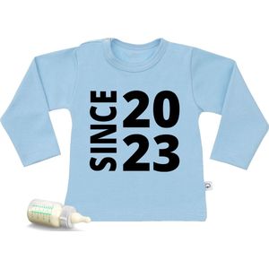 Baby t Shirt Since 2023 - Blauw - Lange mouw - Maat 50/56