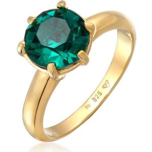 Elli Dames Ring Dames eenzaam Elegant met kristal groen in 925 sterling zilver verguld