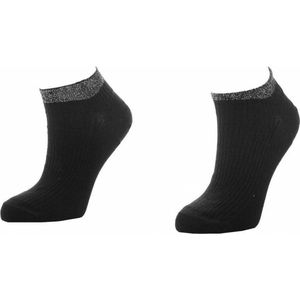 Marcmarcs 2 paar korte sneaker sokken - Glitter - 42 - Zwart