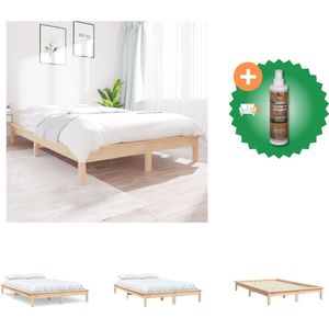 vidaXL Houten Bed Grenenhout - 212 x 151.5 x 26 cm - Rustieke Uitstraling - Bed - Inclusief Houtreiniger en verfrisser