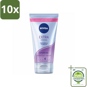 10 x NIVEA - Stylingsgel - Extra Sterk - Betrouwbare Fixatie - 150 ml - Grootverpakking - Haarstyling Gel - Sterke Fixatie - Styling Gel - Haarverzorging - Vitamine B3