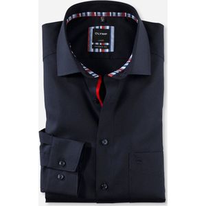 OLYMP Luxor modern fit overhemd - donkerblauw poplin (contrast) - Strijkvrij - Boordmaat: 42