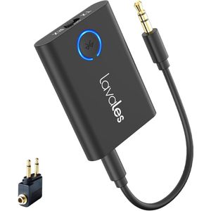 Bluetooth 5.3 Adapter voor TV en Vliegtuig – 2-in-1 Bluetooth Audio Zender en Ontvanger met 3,5 mm Jack Splitter