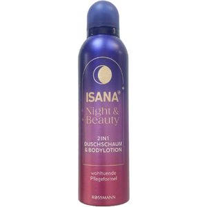 Isana Night & Beauty - 2-in-1 Doucheschuim & Bodylotion | 1x 200ml - Kersenbloesem en Pioenroos | Verzachtende Verzorgingsformule