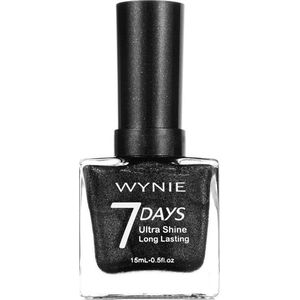 Wynie - Nagellak 7 Days Ultra Shine Long Lasting - Zwart Mini Glitter / Shimmer - 1 flesje met 15 ml inhoud - Nummer 537