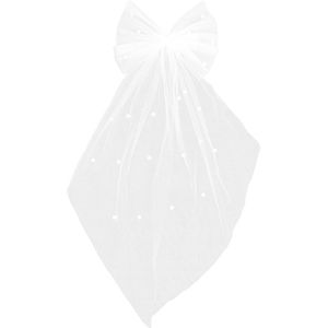 JHubers Goods - Bruidssluier met Witte Strik - Haaraccessoires voor Bruiloft en Verloving