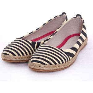 Goby Gestreepte Ballerina Espadrilles Dames – Handgemaakt – Vegan Leer – Maat 36