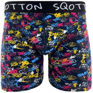 Boxershort - SQOTTON® - Graffiti - Marineblauw - Maat XXL