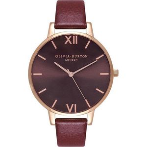 Olivia Burton Big Dial OB16BD106 - Leer - Bordeaux - 38mm