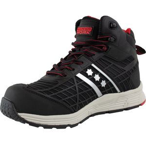 10 paar - Veiligheidsschoenen Rucanor Score 331, S3, Hoog, Zwart / Rood, maat 45