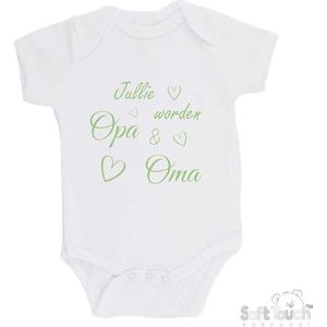 100% katoenen Romper ""Jullie worden Opa & Oma"" 2.0 unisex Katoen Wit/Sage green (saliegroen) Maat 62/68