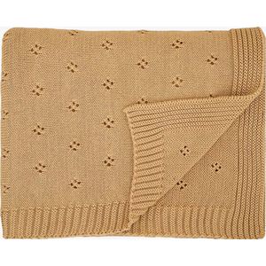 Little Otja | Gebreide deken van biologisch katoen oker 80x100cm okergeel