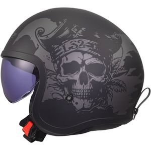 LS2 OF599 Spitfire II helm Willy mat zwart grijs XL