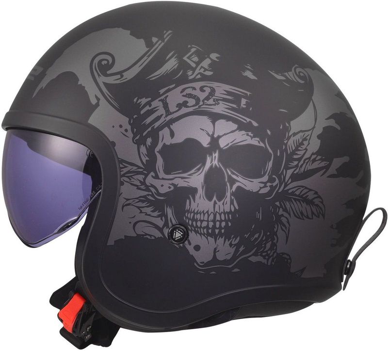 LS2 OF599 Spitfire II helm Willy mat zwart grijs XL