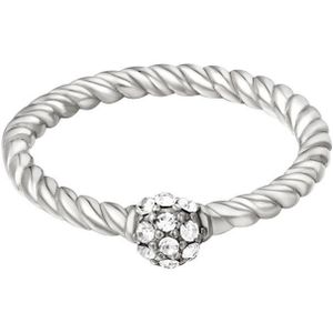 Roestvrijstalen ring met zirkoon detail - Yehwang - Ring - Maat 18 - Zilver