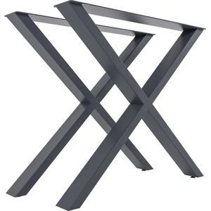 In And OutdoorMatch Tafelpoten Sandra - 2x - X-vormig tafelframe - Stalen tafelpoten - Zwarte tafelpoten - Industriële stijl - M