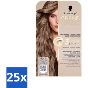 25 x Schwarzkopf - Haarkleuring - Creme Supreme 7-16 - Cool Donker Asblond - 245g - Haarkleuring - Cool Donker Asblond - Permanent Haarverf - 100% Grijsdekking - Vegan Haarverf