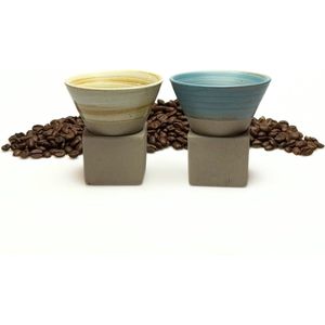 JOR Products® Koffiekopjes - 2 stuks - Driehoek - Kunst - Design - Servies - Koffiezetapparaat - Koffiebonen - Mug - Espresso - Thee