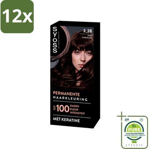 SYOSS - Coloration 3-28 Pure Chocolade - Haarverf - Grijsdekking - Vermindert Haarbreuk - Voordeelverpakking - 12 stuks - Permanente haarkleuring - Haarkleur