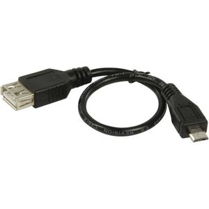 USB 2.0 Kabel Micro-B Male - USB A Female 0.20 m Zwart