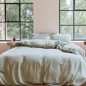 Coco & Cici - Tencel dekbedovertrek - eenpersoons - 140 x 200 - grijsgroen - zacht, luxe en duurzaam beddengoed