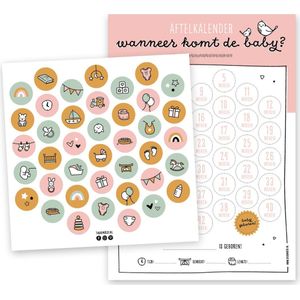 Zwangerschap aftelkalender A4 | roze | incl. stickers | Thuismusje