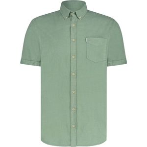 State of Art - Short Sleeve Overhemd Linnen Groen - Heren - Maat M - Regular-fit